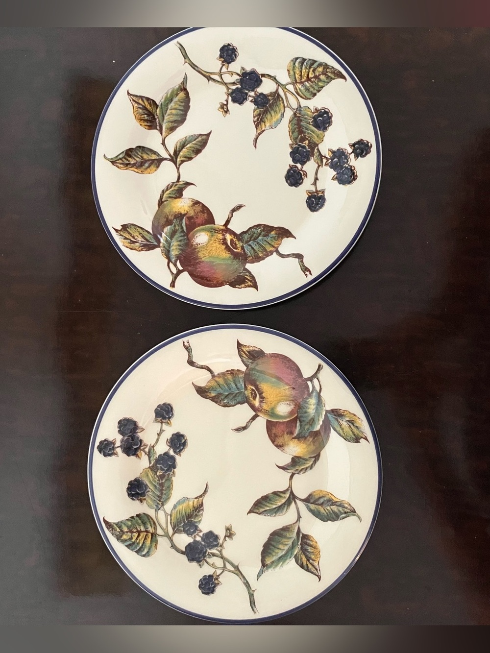 2 Pier 1 Macintosh Salad Plates Italy Fruit Design 8" Berries Plums Harvest A